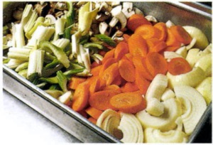 野菜（ミルポワ）を炒める