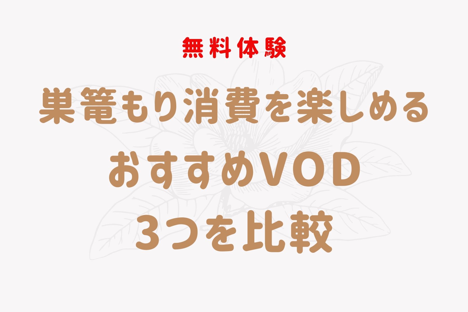 巣篭もり消費を楽しめる無料視聴のあるおすすめVOD3つを比較